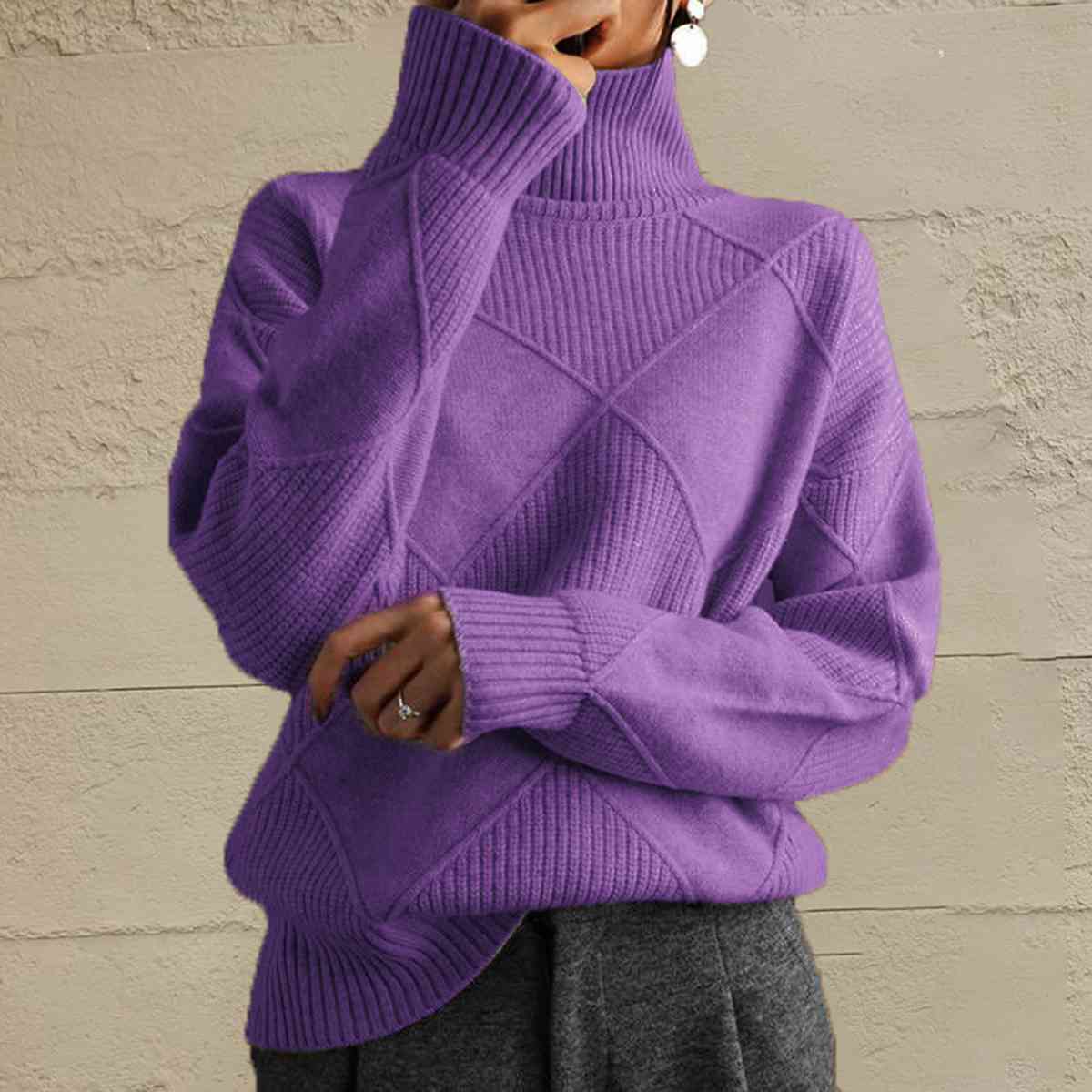 EM | Schicker Turtle-neck pullover aus geometrischem Strick