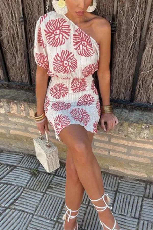 MW | Modernes bedrucktes Röhren-Minikleid