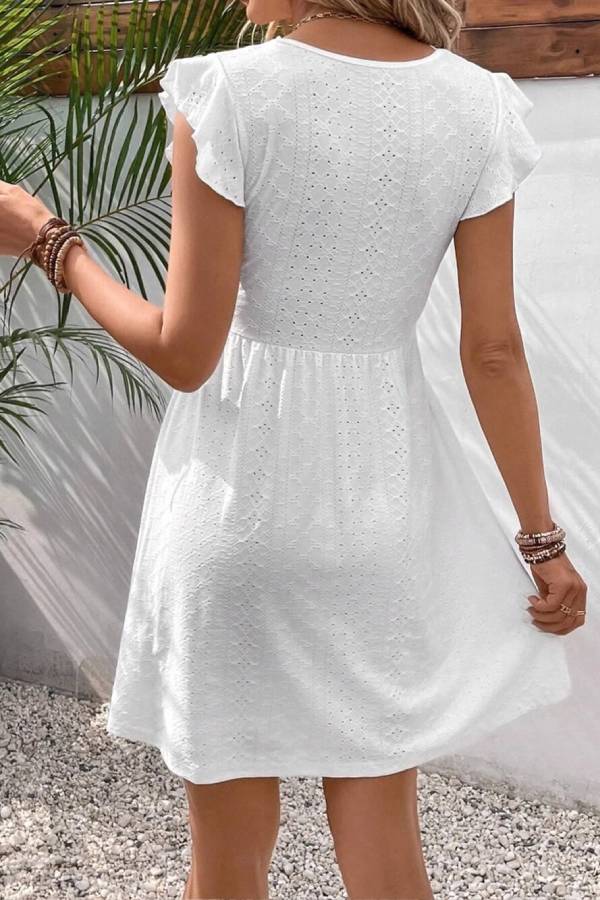 MW | Casual Strick Jacquard Ausschnitt Minikleid