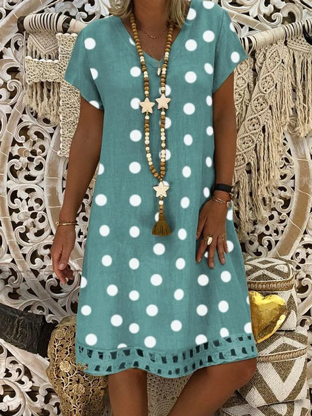 MW | Sommerkleid mit V-Ausschnitt und Polka Dots