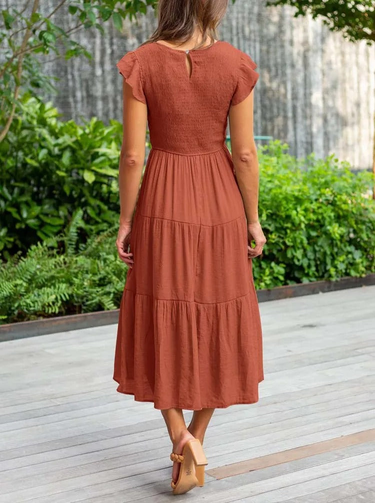 MW | Fließendes gestuftes Midikleid