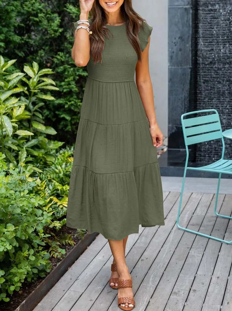 MW | Fließendes gestuftes Midikleid