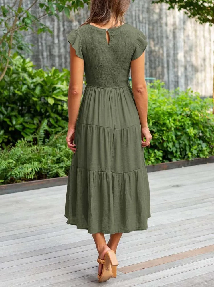 MW | Fließendes gestuftes Midikleid