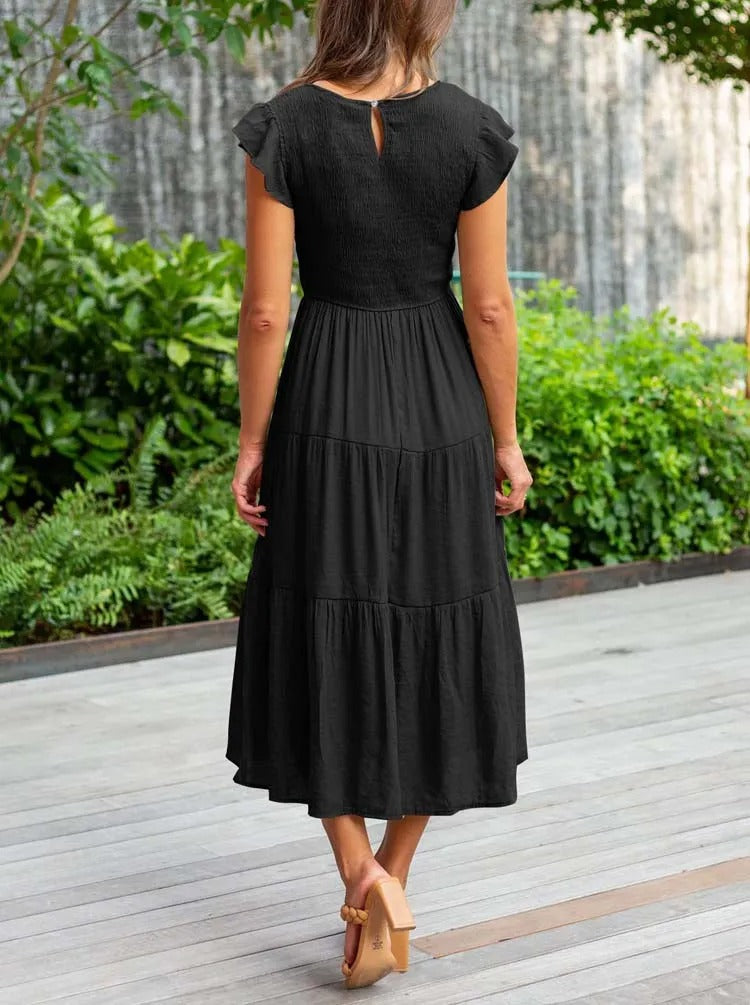 MW | Fließendes gestuftes Midikleid