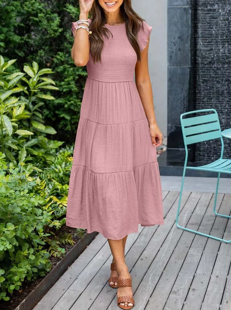 MW | Fließendes gestuftes Midikleid