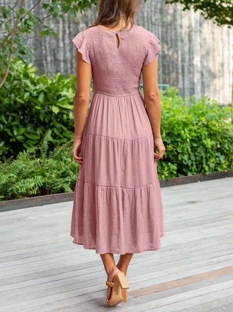 MW | Fließendes gestuftes Midikleid
