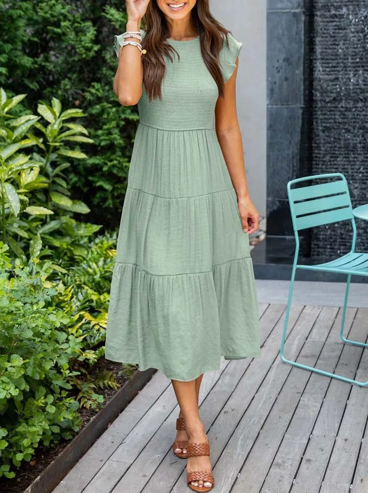 MW | Fließendes gestuftes Midikleid