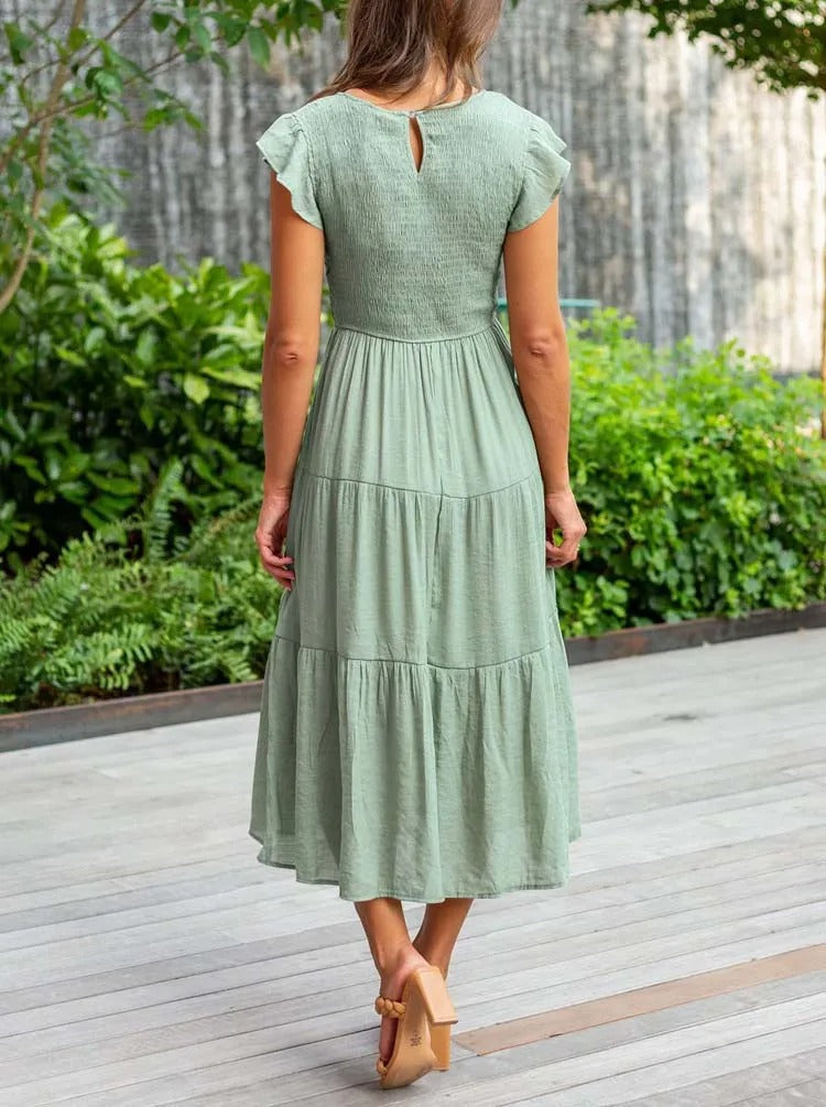 MW | Fließendes gestuftes Midikleid