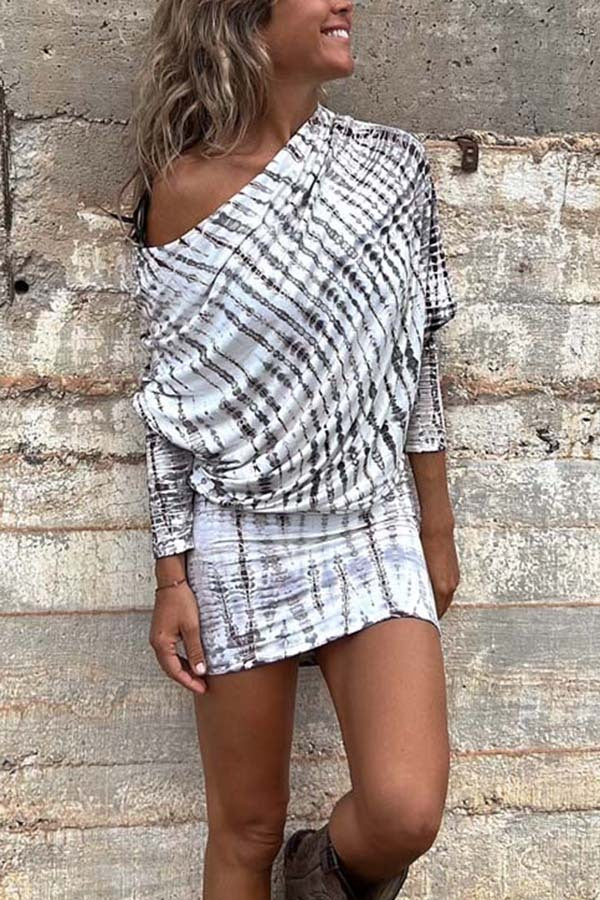 MW | Country Mile Tie-dye Print Dolman-Ärmel Stretch-Minikleid