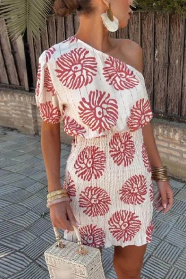 MW | Modernes bedrucktes Röhren-Minikleid