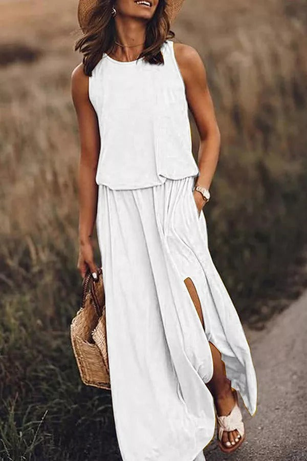 MW | Giselle Locker geschnittenes Maxikleid mit Schlitz