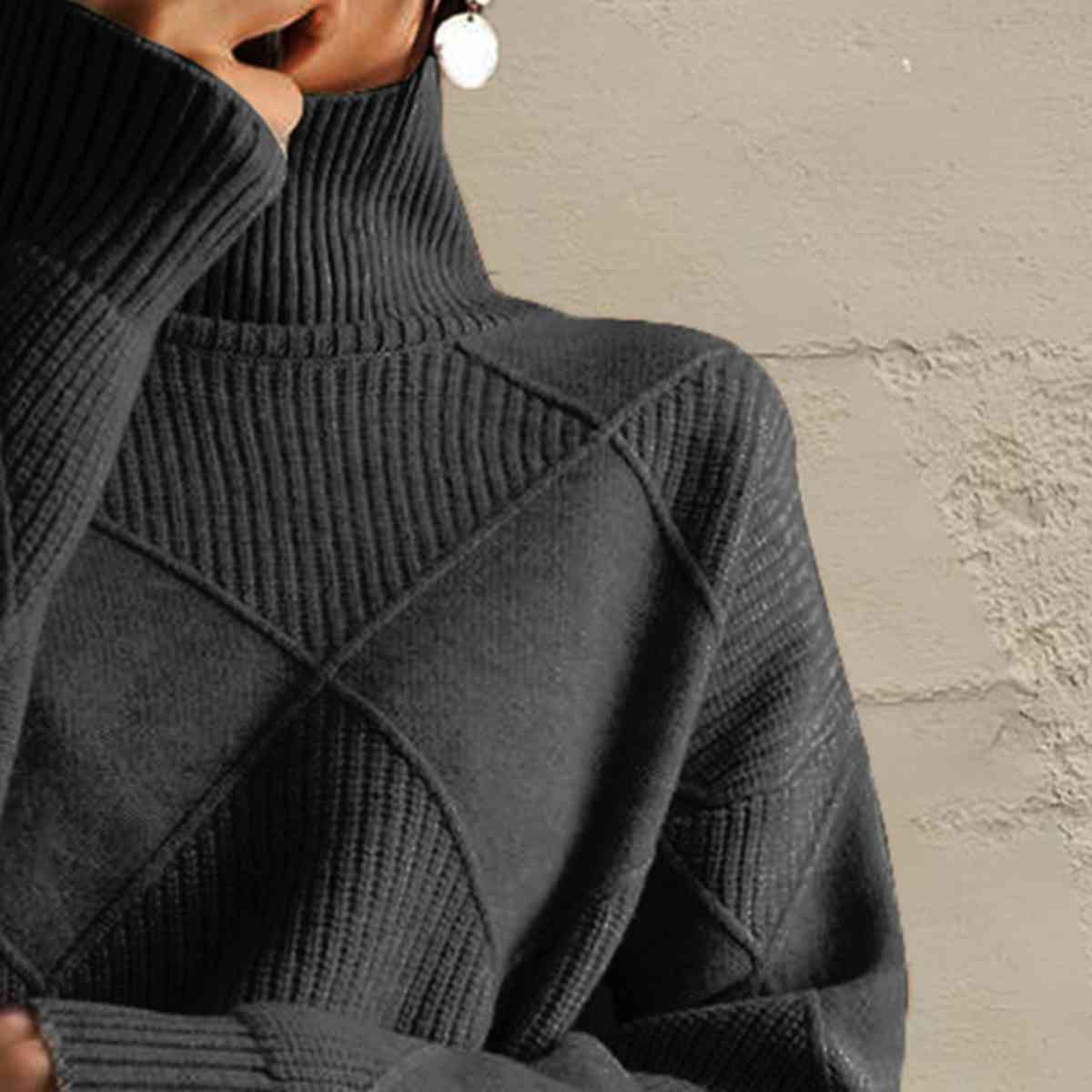 EM | Schicker Turtle-neck pullover aus geometrischem Strick