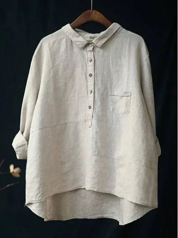 EM | Reverskragen Button-Down Langarmhemd mit Taschen