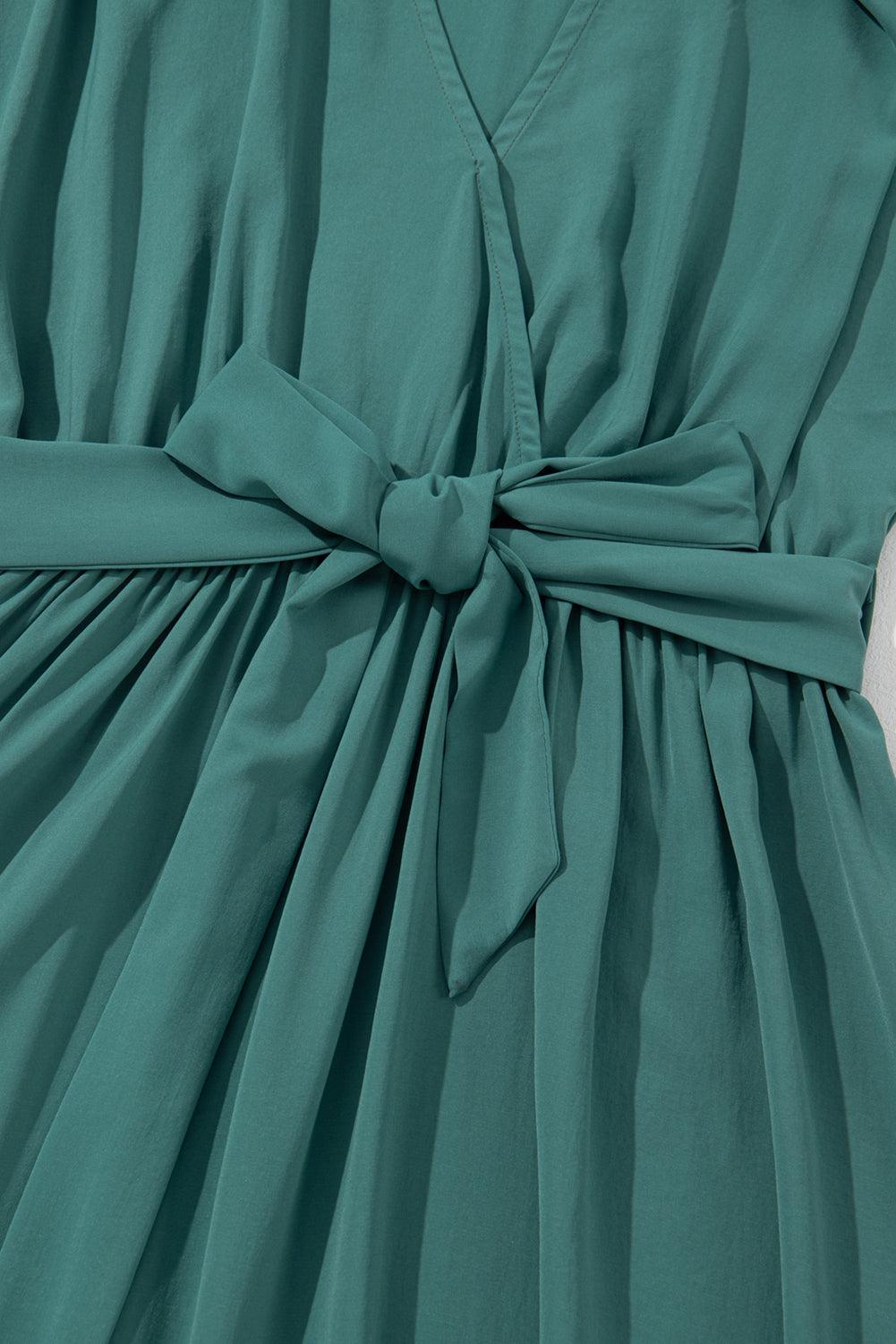 MW | Dunkelgrünes Maxikleid mit Falten für Frauen
