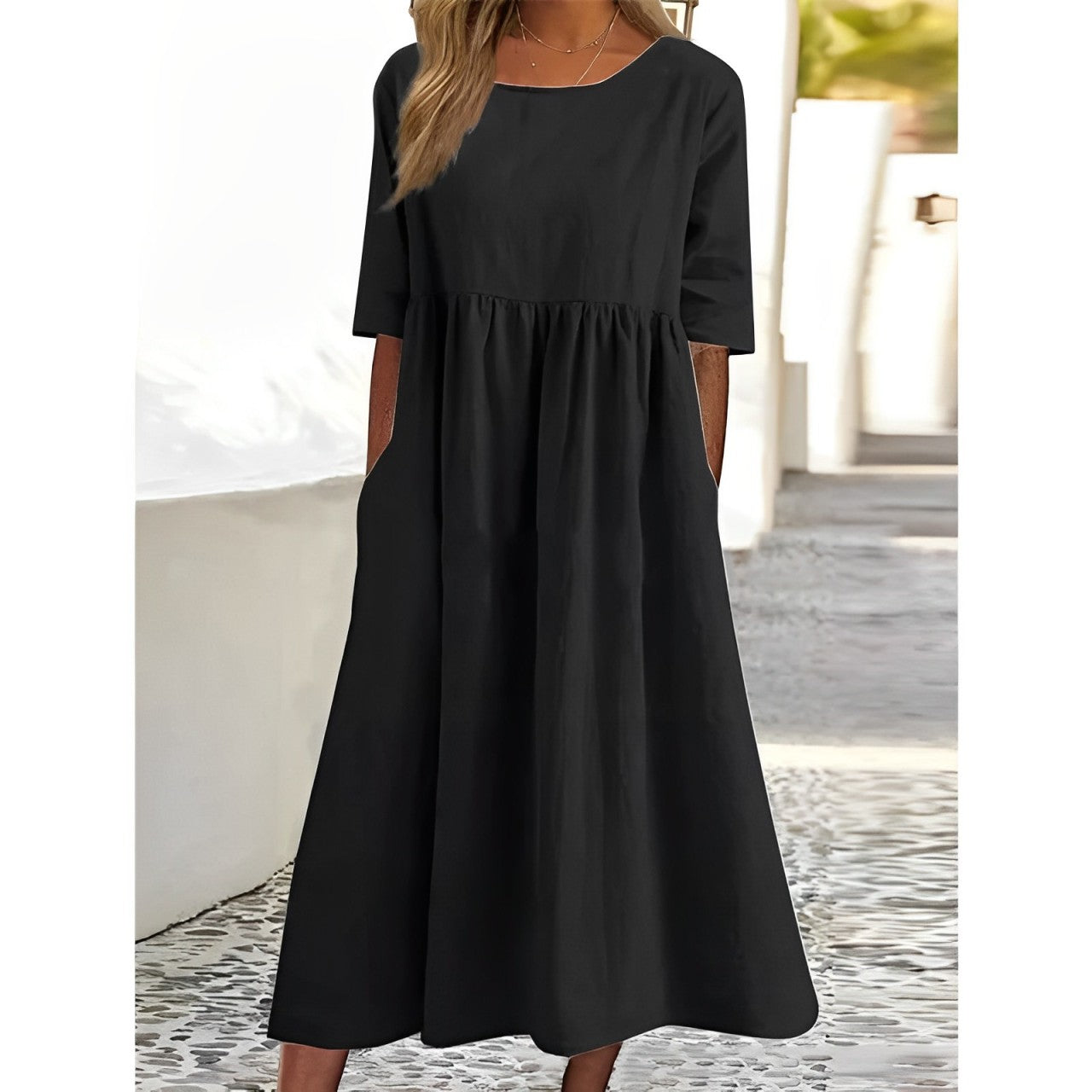 EM | Unifarbenes Midikleid