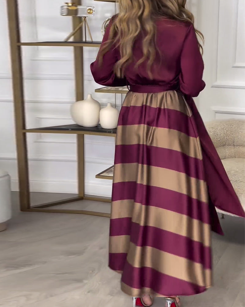 MW | Elegantes gestreiftes Maxikleid