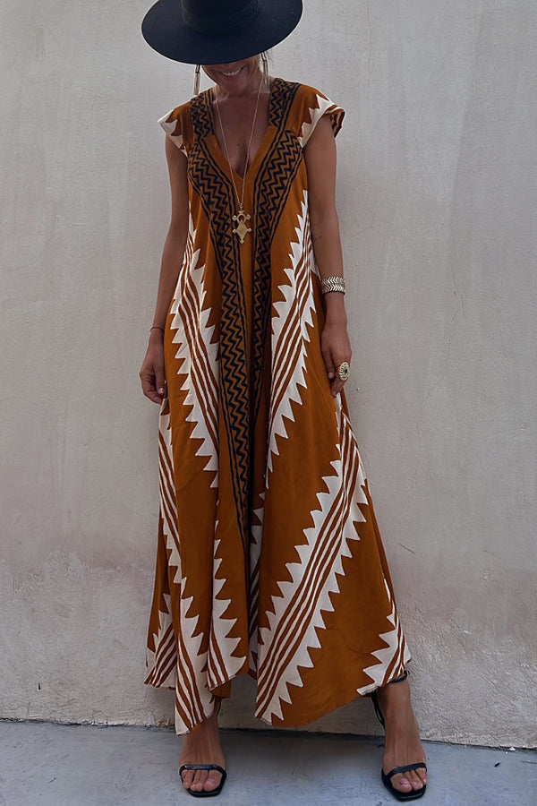 MW | Strandtermine Ethnodruck Maxikleid in A-Linie
