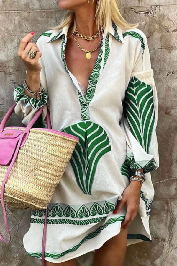 MW | Bedrucktes Tunika-Shirt Minikleid
