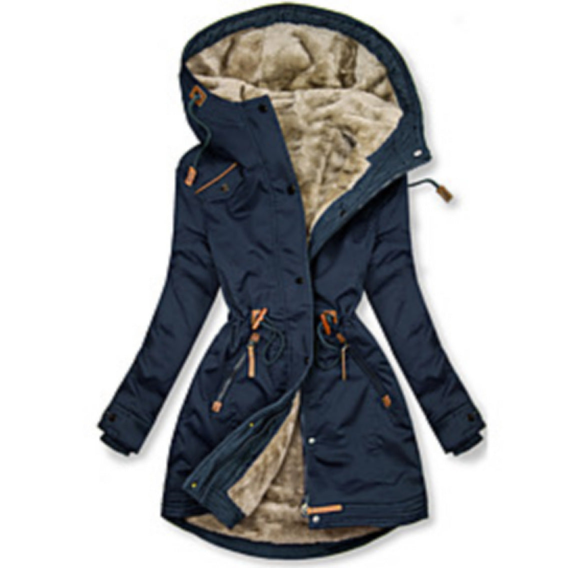 EM | Mit Kunstfell gefütterte Parka-Jacke mit Kapuze