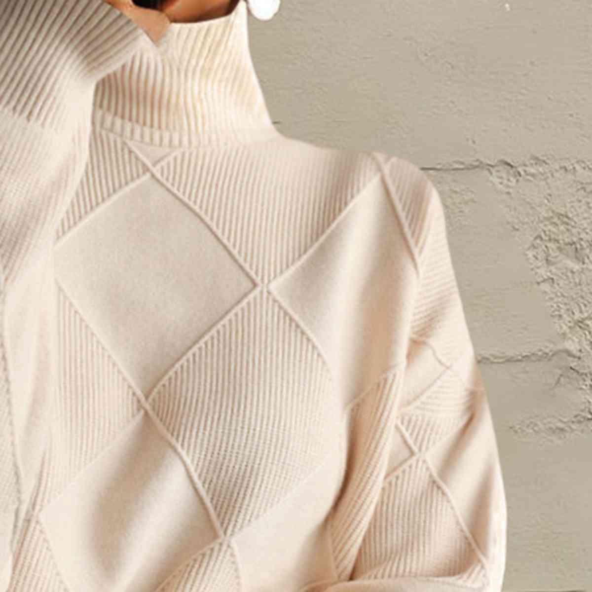 EM | Schicker Turtle-neck pullover aus geometrischem Strick