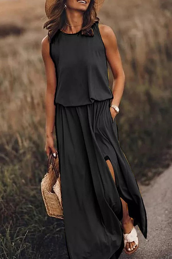 MW | Giselle Locker geschnittenes Maxikleid mit Schlitz