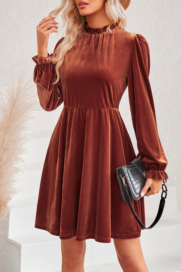 MW | Rollkragen Langärmeliges Minikleid aus Samt