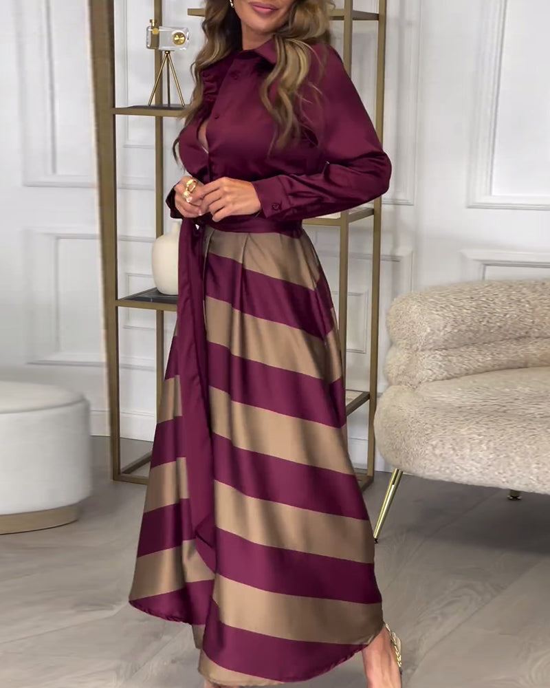 MW | Elegantes gestreiftes Maxikleid