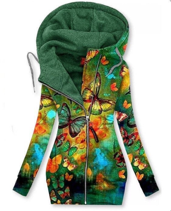 EM | Künstlerischer asymmetrischer Zip-Up Hoodie