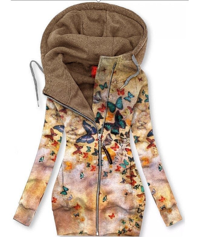 EM | Künstlerischer asymmetrischer Zip-Up Hoodie