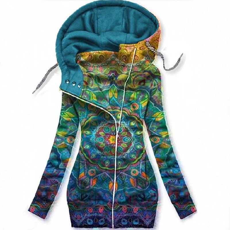 EM | Künstlerischer asymmetrischer Zip-Up Hoodie