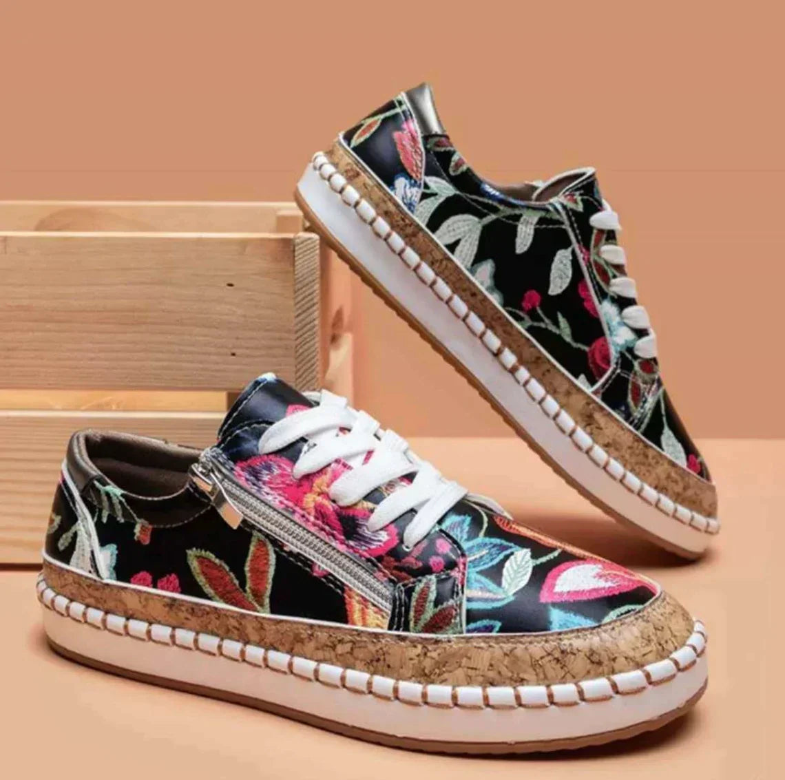 EM | Espadrille-Sneakers mit Blumendruck