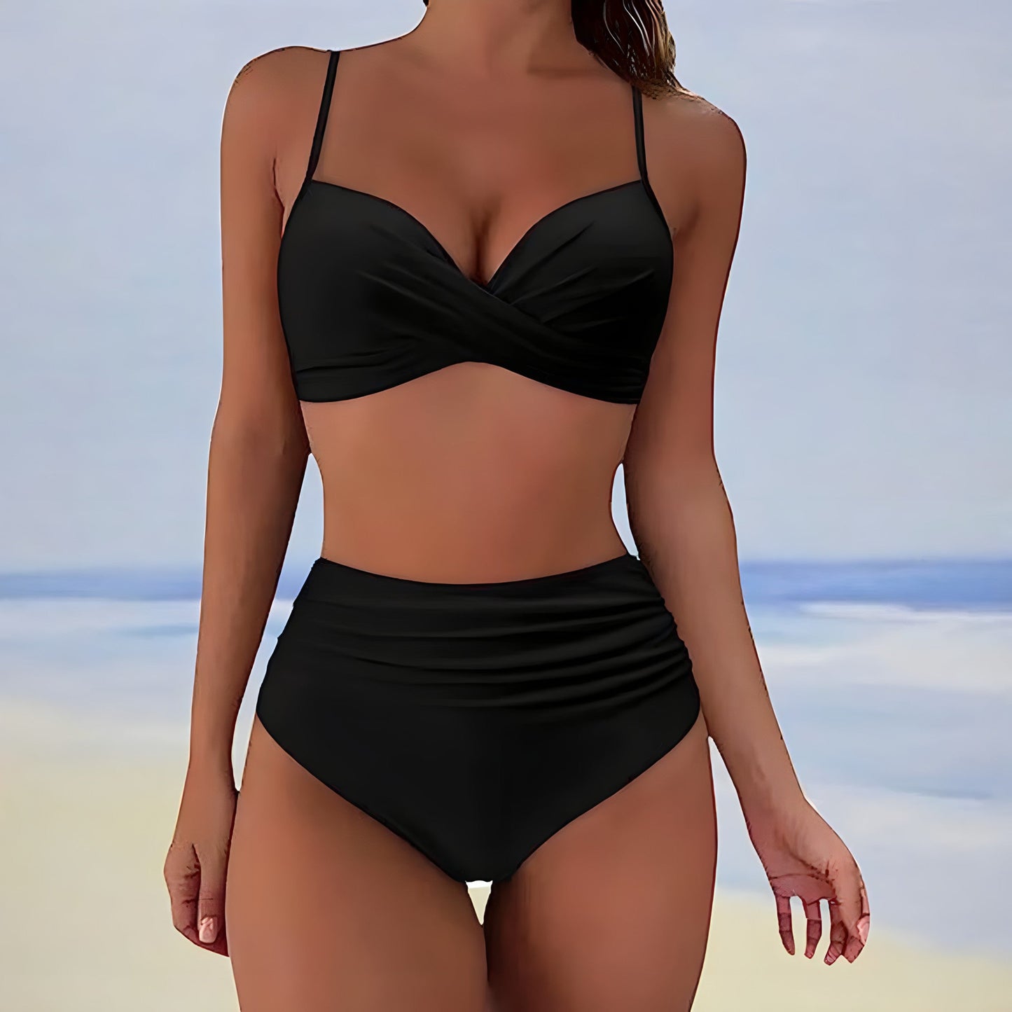EM | Bikini mit hoher Taille und Twist-Front-Oberteil
