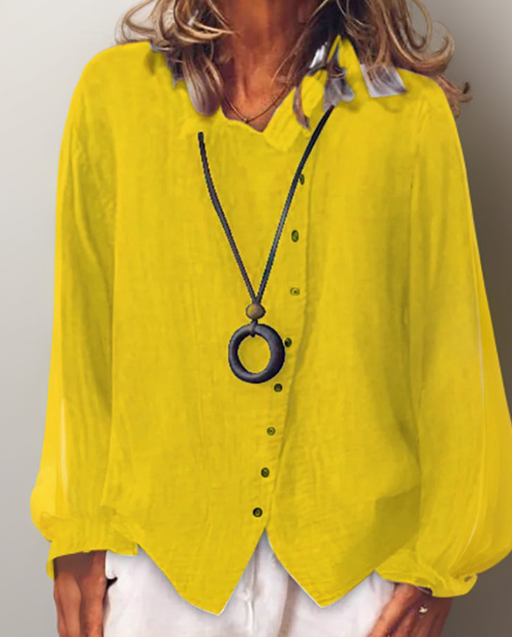 EM | Olivia┃Langarmshirt mit Knöpfen