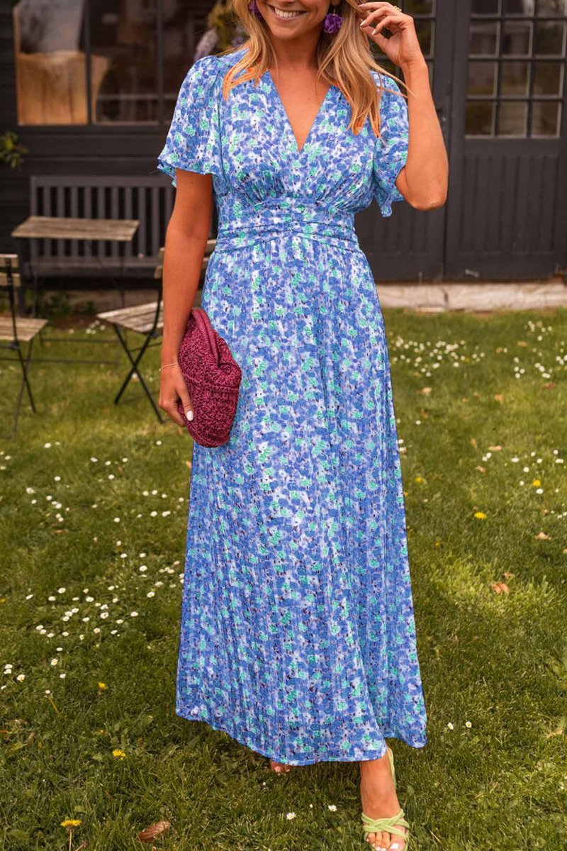 Cella - Langes Kleid mit V-Ausschnitt