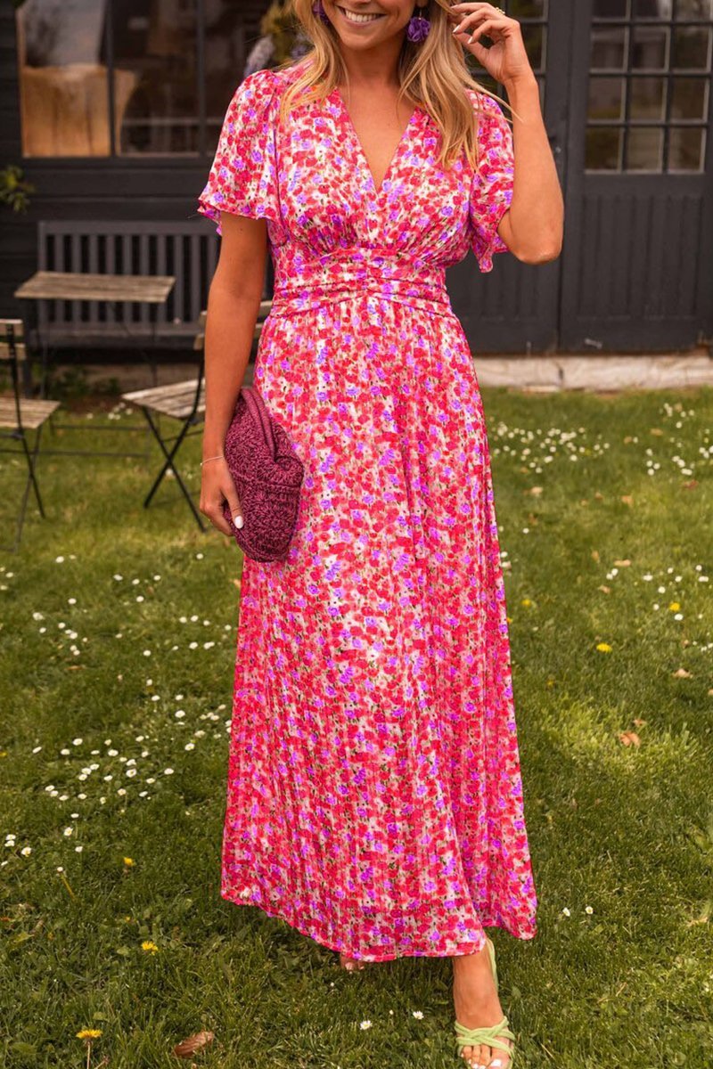Cella - Langes Kleid mit V-Ausschnitt
