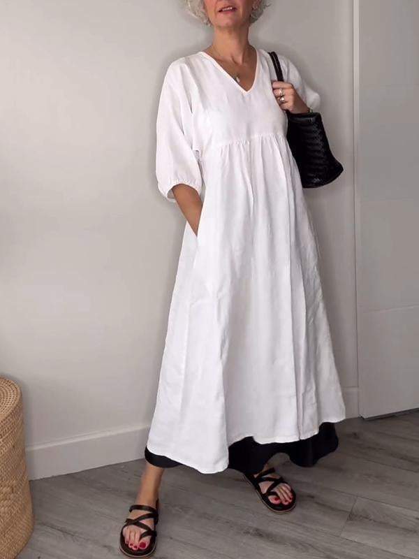 MW | Entspannte Eleganz V-Ausschnitt Maxikleid