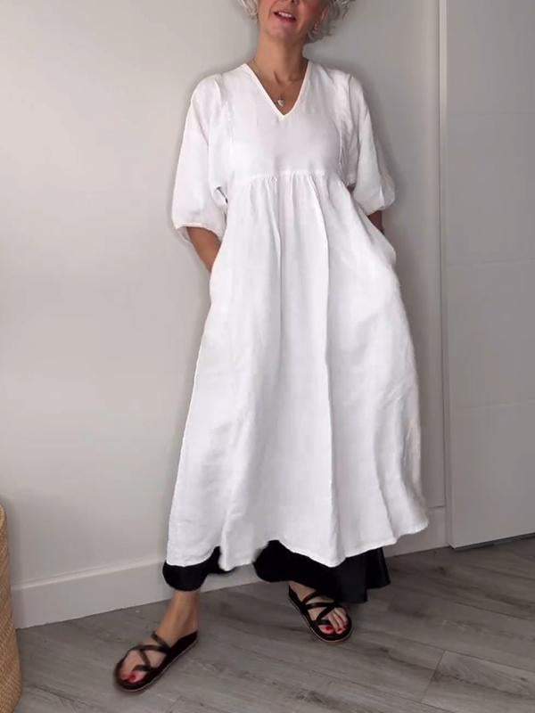 MW | Entspannte Eleganz V-Ausschnitt Maxikleid