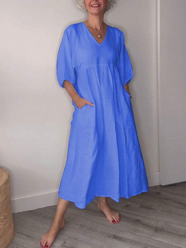 MW | Entspannte Eleganz V-Ausschnitt Maxikleid