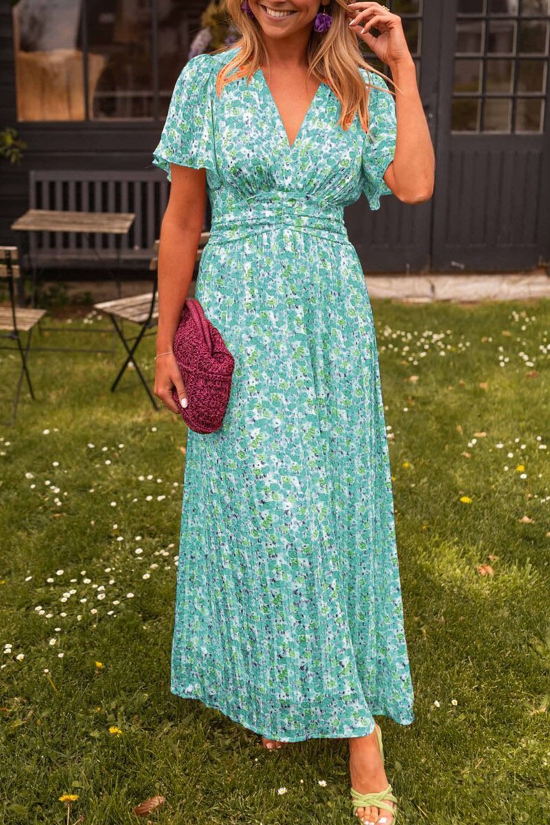 Cella - Langes Kleid mit V-Ausschnitt