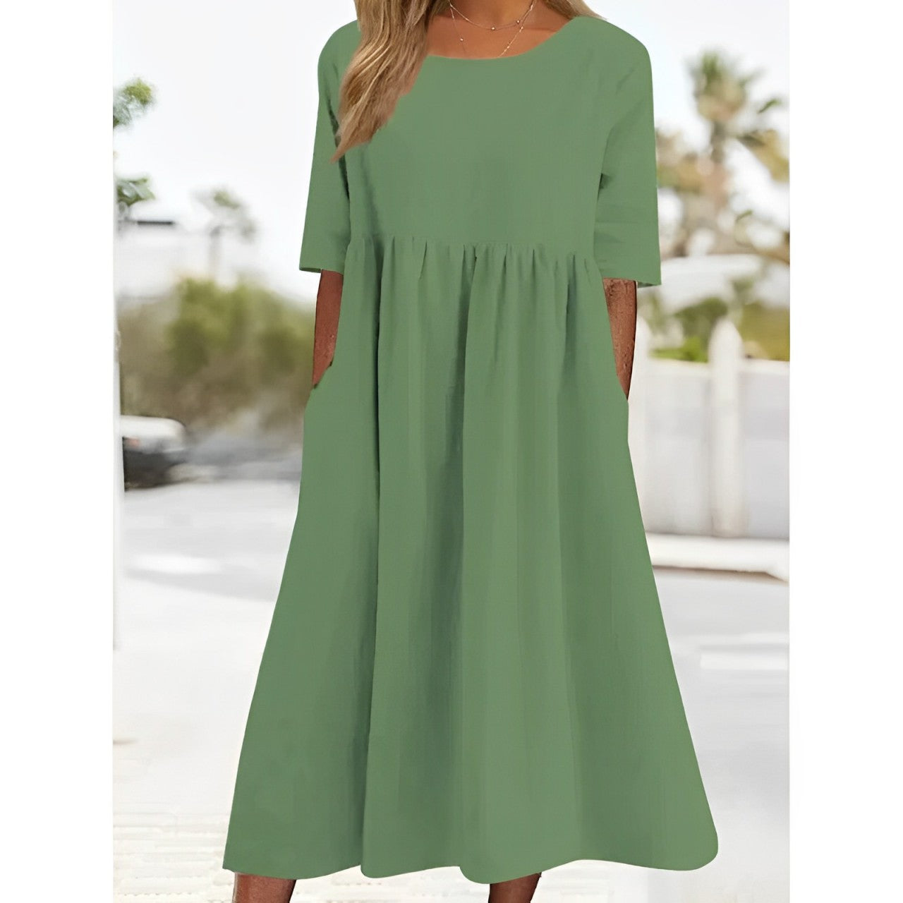 EM | Unifarbenes Midikleid