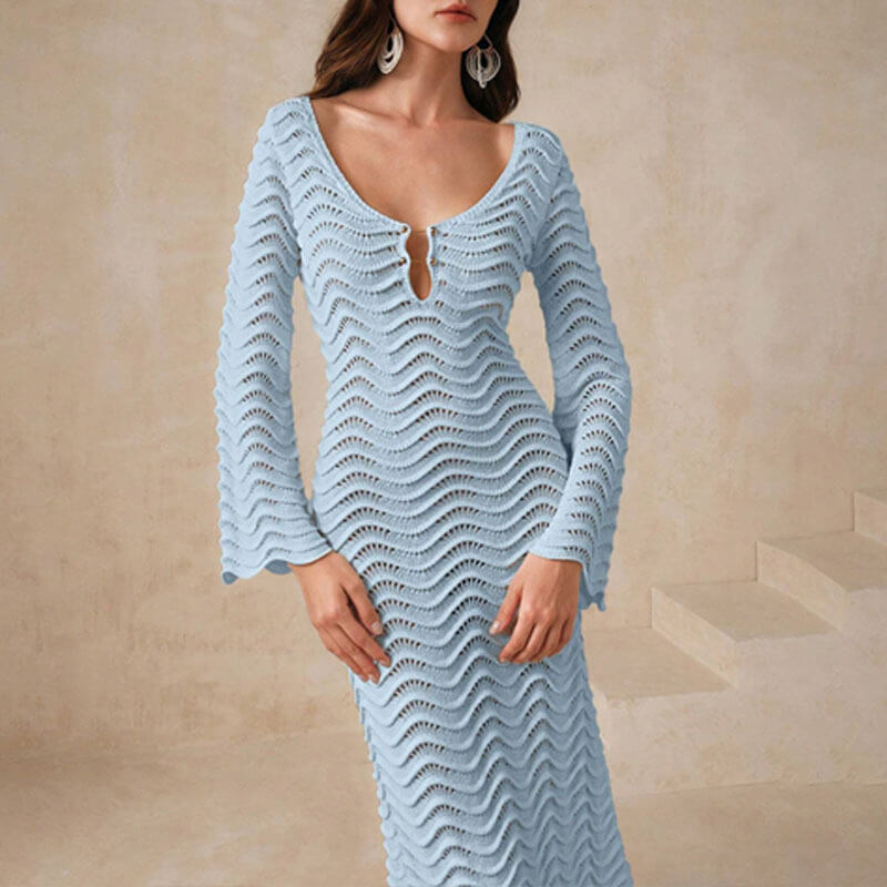 MW | elegantes Häkel-Midikleid für Frauen
