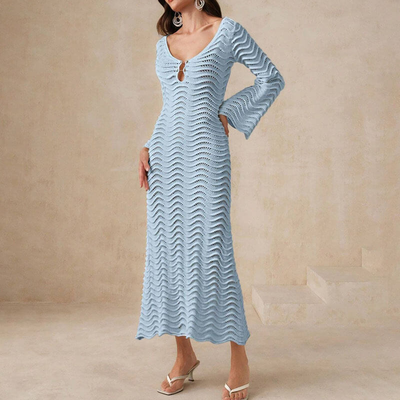 MW | elegantes Häkel-Midikleid für Frauen