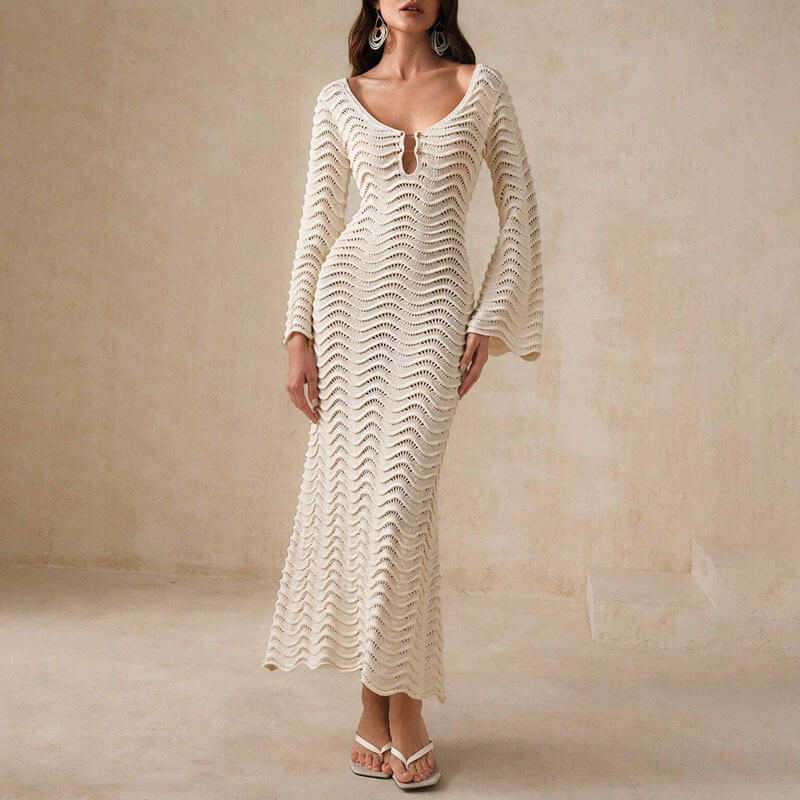 MW | elegantes Häkel-Midikleid für Frauen