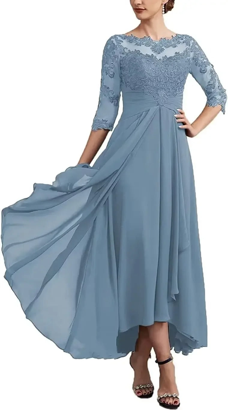 EM | Chiffon Maxikleid mit transparenten Ärmeln in Midi-Länge
