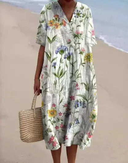 EM | Midikleid mit böhmischem Blumenmuster