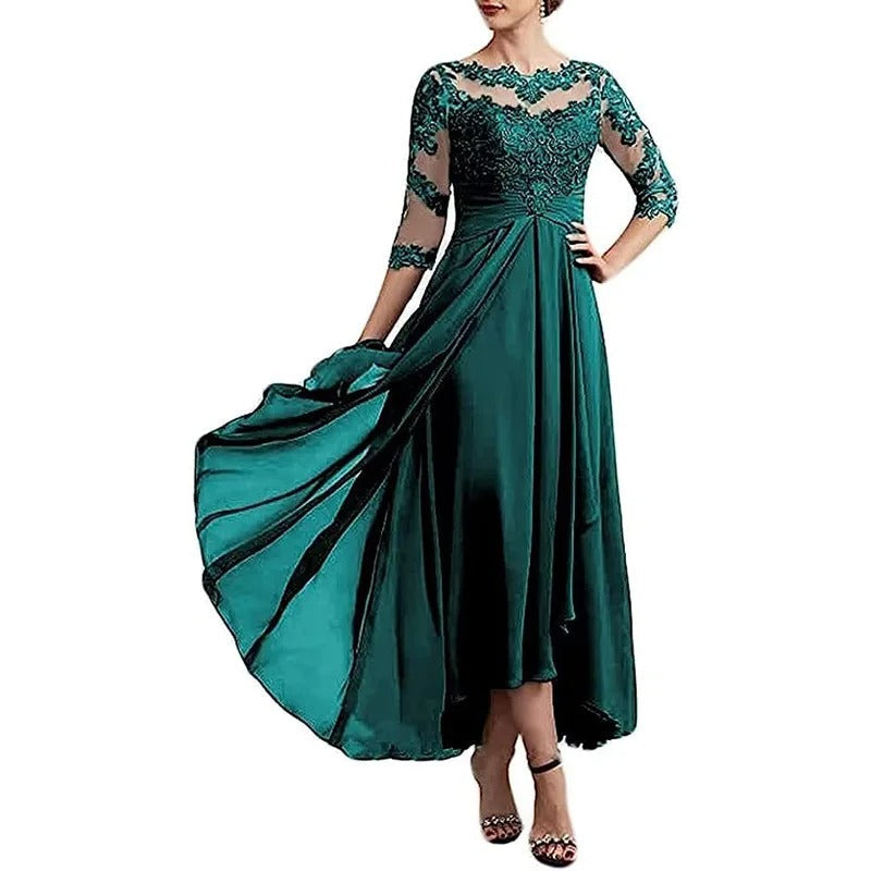 EM | Chiffon Maxikleid mit transparenten Ärmeln in Midi-Länge