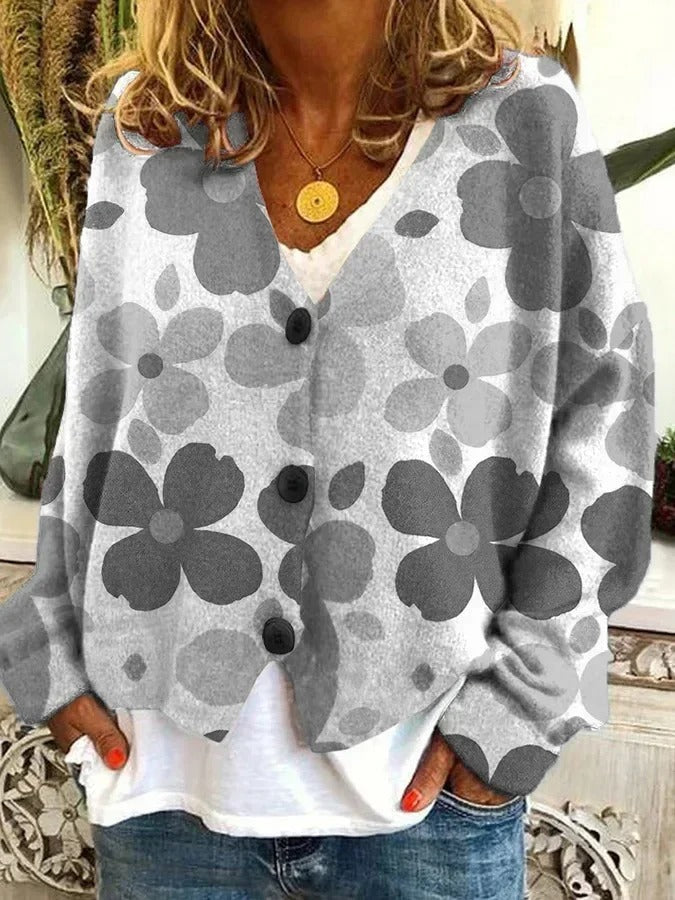 EM | Bedruckte Strickjacke mit Knopfleiste
