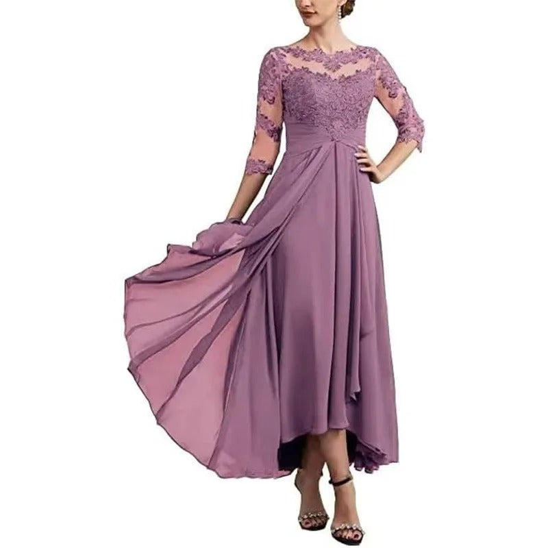 EM | Chiffon Maxikleid mit transparenten Ärmeln in Midi-Länge