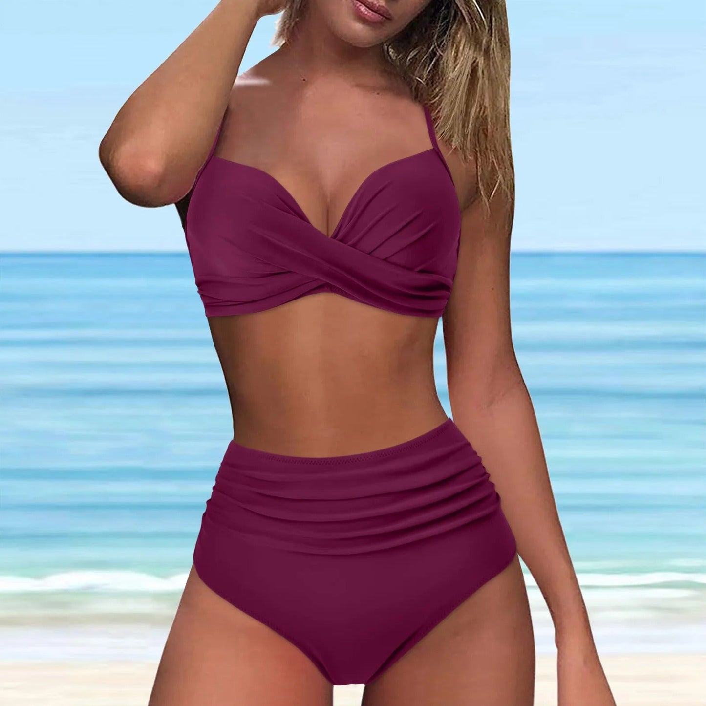 EM | Bikini mit hoher Taille und Twist-Front-Oberteil