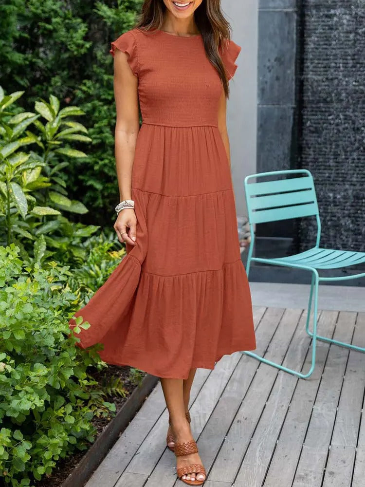 MW | Fließendes gestuftes Midikleid
